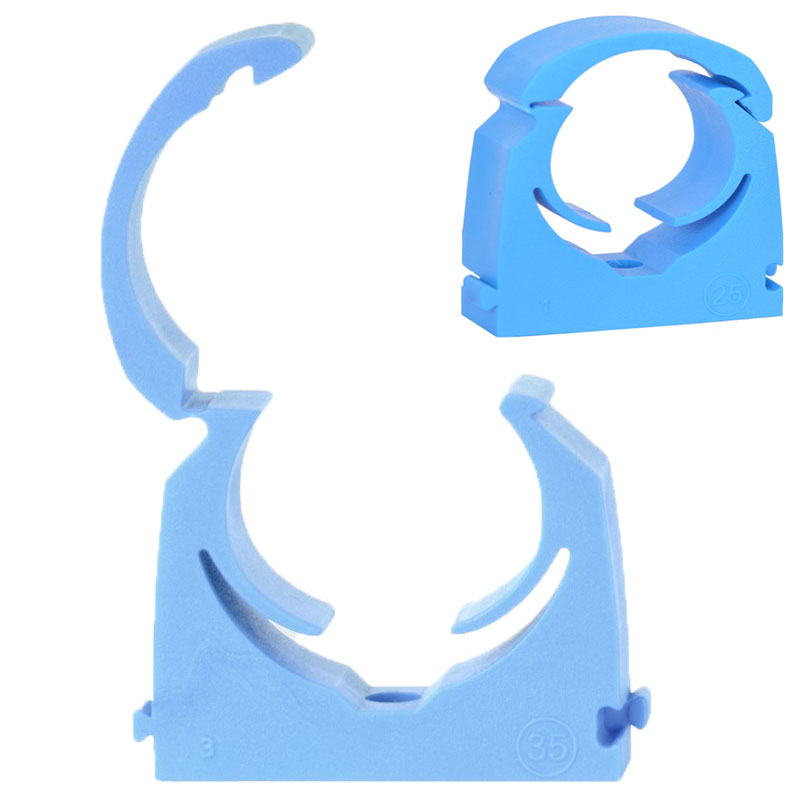 WATER PLUMBING PIPE SINGLE HINGED NEW MDPE CLIPS 20mm, 25mm, 35mm BLUE