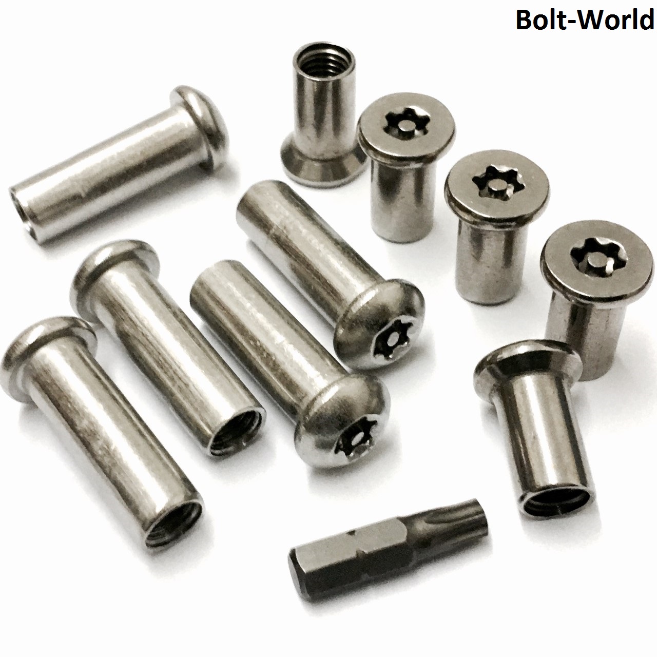 TORX 6LOBE PIN SECURITY BARREL NUTS COUNTERSUNK / BUTTON DOME FOR