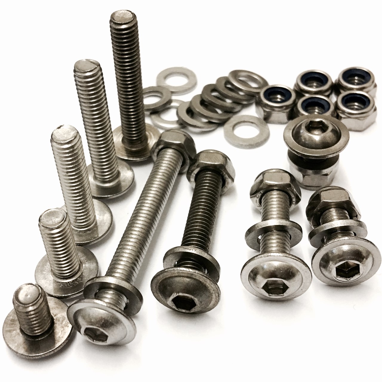 M3 M4 M5 M6 M8 A2 STAINLESS FLANGED BUTTON HEAD BOLTS NYLOC NUTS FORM A