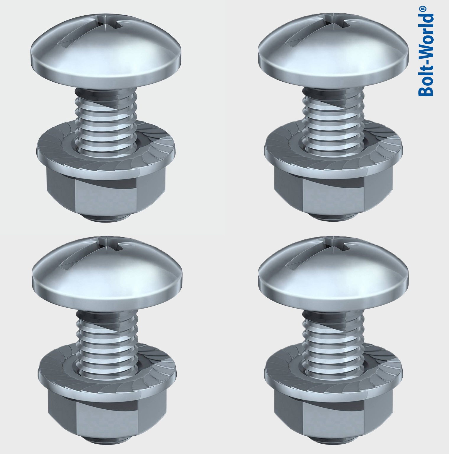 M6 /6mm ROOFING CABLE TRAY BOLTS WITH SERRATED FLANGE NUTS ZINC POZI