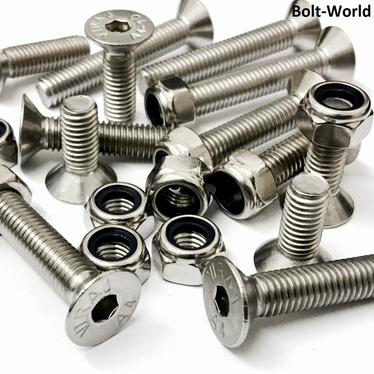 M8, A4 STAINLESS STEEL COUNTERSUNK CSK SOCKET ALLEN BOLTS NYLOC NUTS