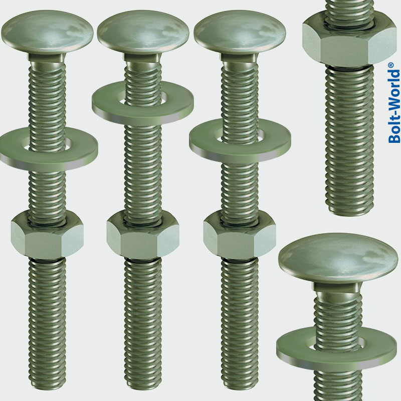GREEN EXTERIOR CARRIAGE BOLTS NUTS WASHER FENCING ROOFING