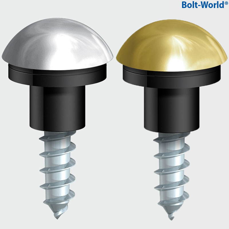 MIRROR SCREWS WITH DOME CAPS CHOICE OF POLISHED BRASS OR CHROME