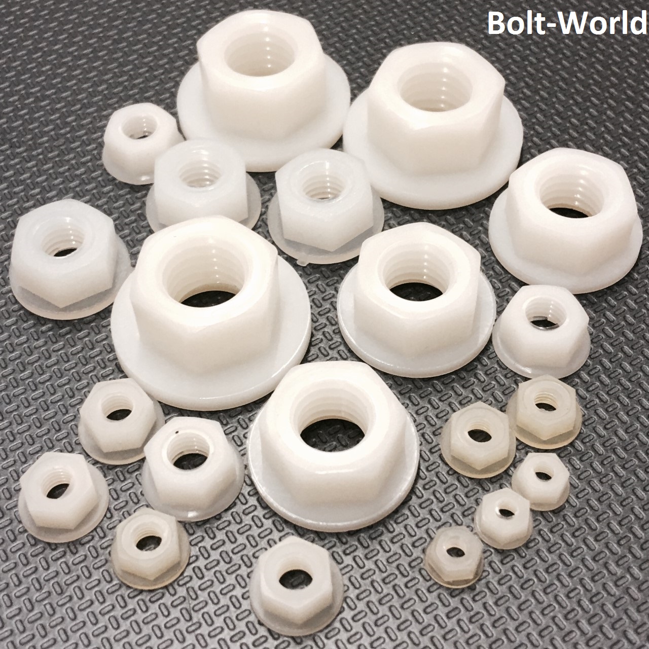 NYLON WASHER FACED FLANGED HEXAGON HEX FLANGE FULL NUTS PLASTIC DIN 6923