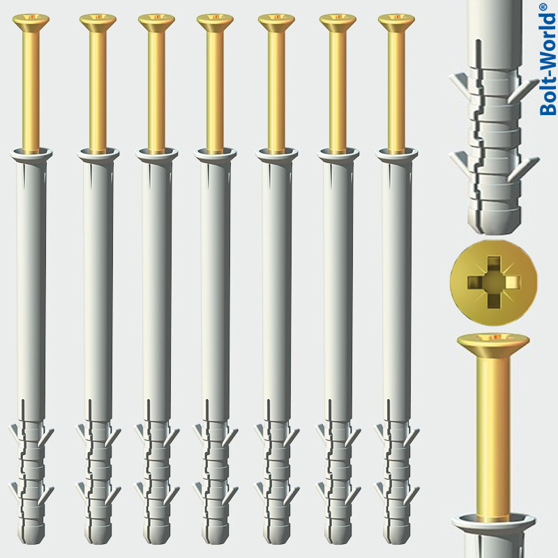 M8 & M10 MASONRY NYLON FRAME FIXING NYLON RAWL PLUG & SCREWS VARIOUS LENGTHS eBay