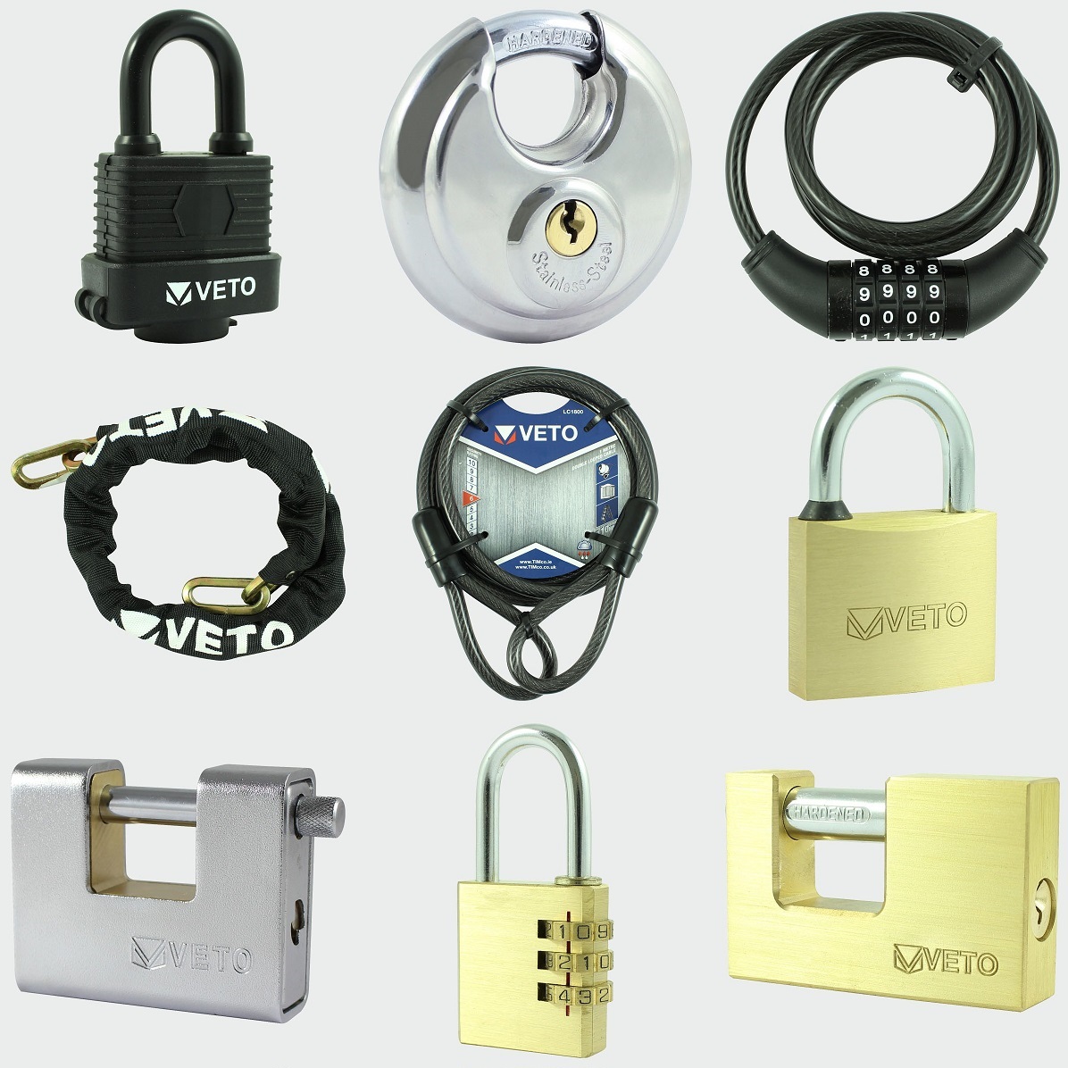 WATERPROOF COMBINATION ARMOURED, BRASS, DISC PADLOCK, CABLE LOCK