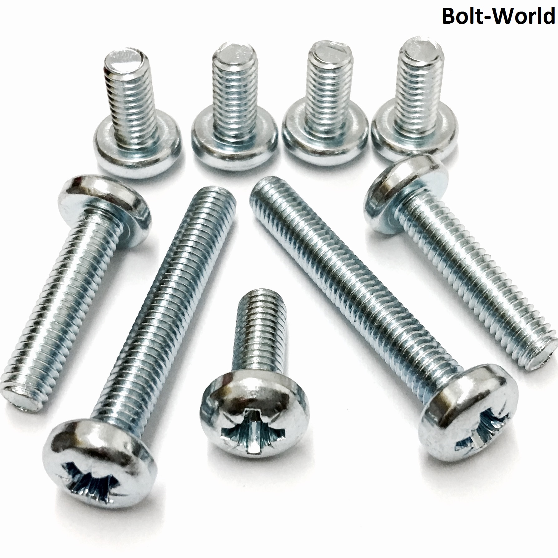 M5 / 5mm ZINC PLATED MACHINE SCREW POZI PAN HEAD DRIVE BOLTS SCREWS DIN7985