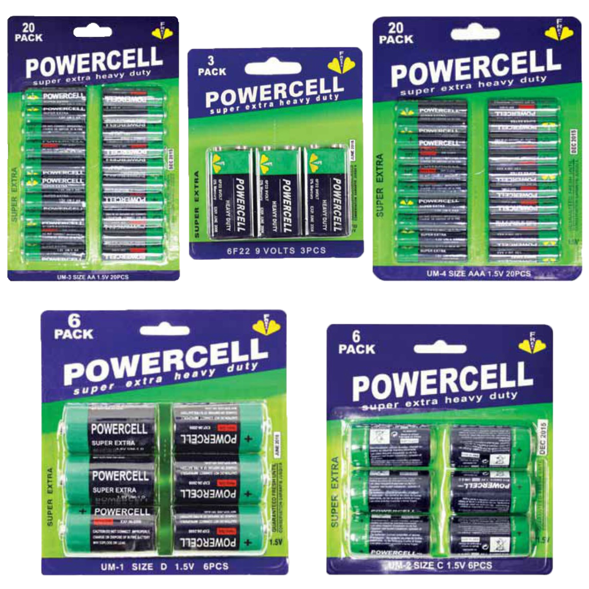 POWERCELL AA, AAA, C, D, 9V BATTERIES BATTERY TOYS REMOTES CAMERAS