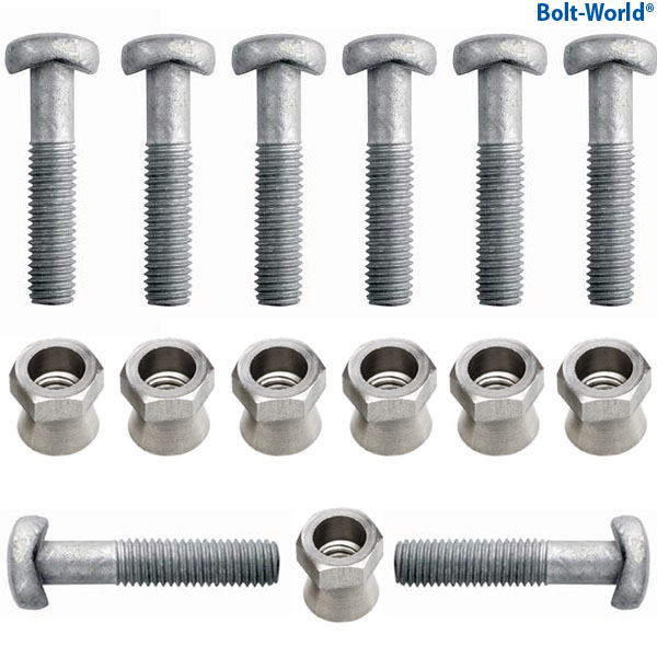 M8 x 40mm SADDLE BOLT D SECTION PALISADE FENCING +SECURITY NUT SHEAR