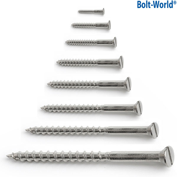 NO 6 8 10 12 14 STAINLESS STEEL WOOD SCREWS SLOTTED WOODSCREWS