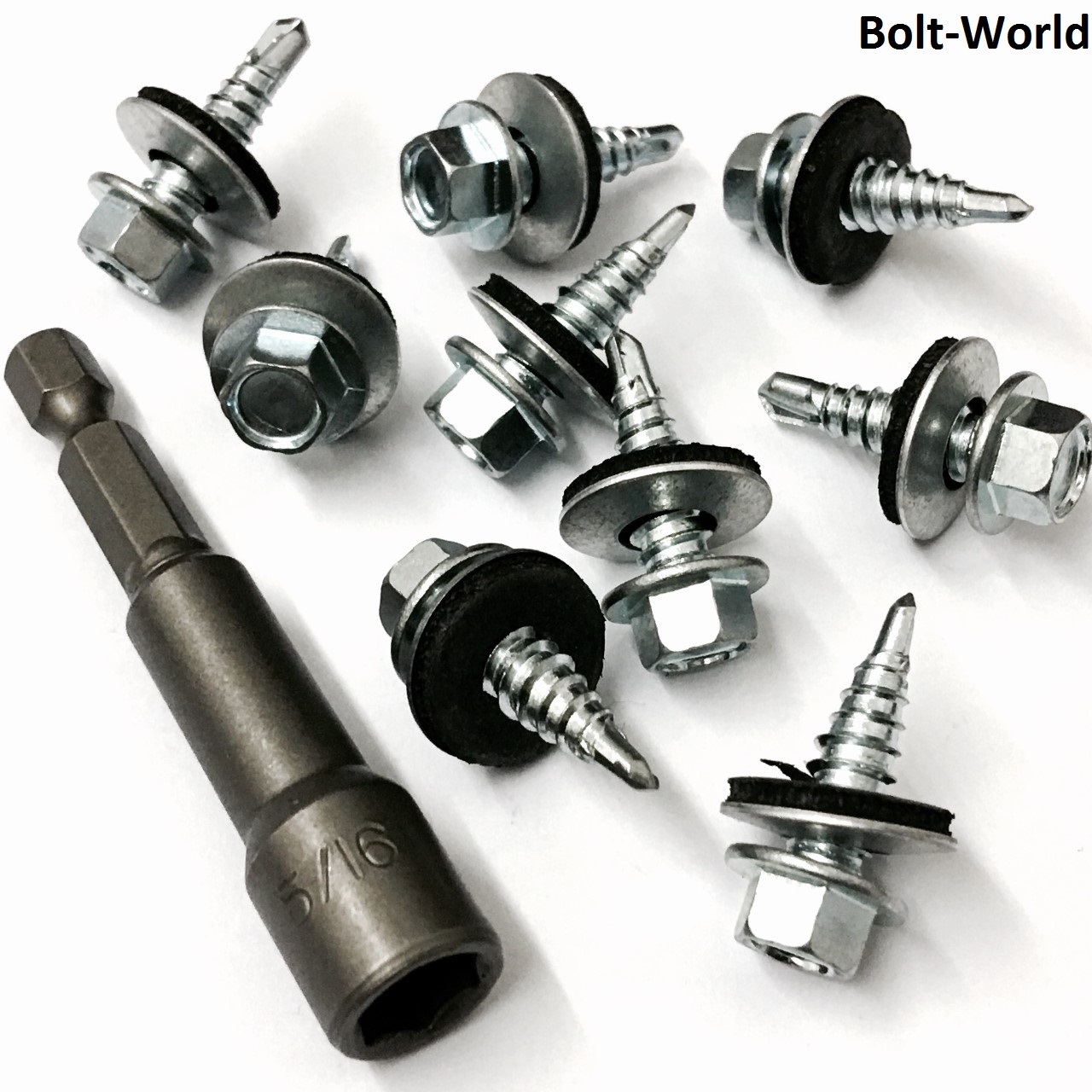 6.3 x 22mm TEK STITCHING ROOFING SELF DRILL SCREWS HEX HEAD + 16mm