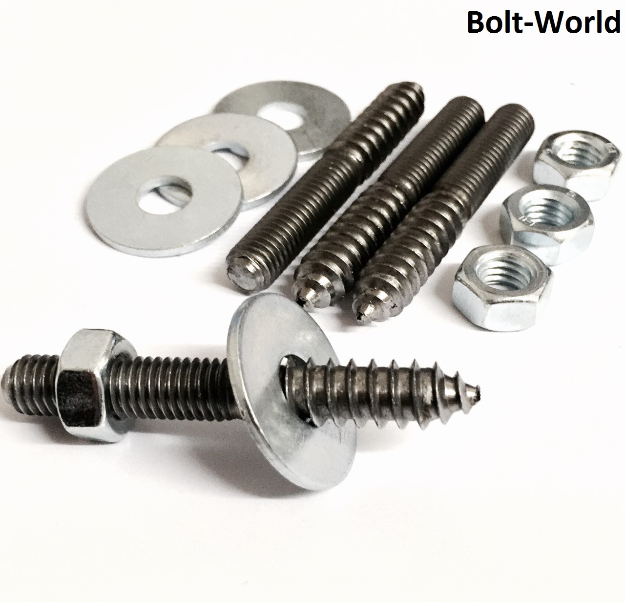 M8 x 60mm, WOOD TO METAL DOWELS + WASHERS + FULL NUTS FURNITURE FIXING